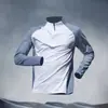 Camisa de treino com zíper parcial para comércio exterior transfronteiriço para homens, roupa de manga comprida de secagem rápida para primavera, outono e verão, proteção solar para esportes, atletismo e corrida
