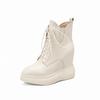 Outono/Inverno 2025 Nova Bota Martin de Cadarço com Zíper Lateral Estilo Britânico Fashion Simples Elegante Solado Grosso Aumenta a Altura Botins