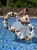 Cama inflable flotante de PVC con estampado de leopardo para entretenimiento acuático de verano, tumbona de PVC engrosada para adultos con acolchado de malla, colchón flotante