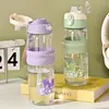 Copo com Canudo de Alto Valor Estético e Design Criativo, Copo de Água de Plástico Inquebrável para Meninas, Copo com Canudo de Grande Capacidade, Resistente a Altas Temperaturas