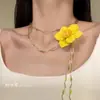 "Flower Know" Contraste de Color Accesorios Florales de Alto Nivel Cadena para Clavícula Nuevo de Verano Moda Dulce Cadena de Collar Distintiva para Mujeres