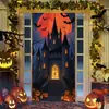 Novo Banner de Porta de Terror de Halloween Tecido de Fundo Decoração Estilo Americano Capa de Porta Festival dos Fantasmas Banner Transfronteiriço Tecido Pendurado Tapeçaria de Festa