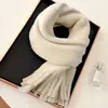 Bufanda Azul de Color Sólido para Otoño e Invierno para Mujer, Estilo Coreano con Borlas Versátil Engrosada Calentador de Cuello Cálido para Estudiantes Cachemira Sintética Suave Calentador de Cuello