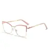 Armazones de Metal para Gafas de Moda Europeos y Americanos Transfronterizos con un Toque de Alta Gama, Lentes Lisos para Mujer, Armazones de Gafas Metálicos de Personalidad Modernos con Protección contra Luz Azul