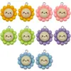 Flor de Girasol Sonriente de Resina Accesorios para Joyería DIY Llavero Collar Pendientes Pulsera Dijes de Resina
