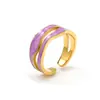 Sentido del diseño esmalte irregular gota esmalte abierto anillo de acero de titanio anillo de dedo índice femenino temperamento nicho Alto sentido índice 18K oro