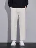 Pantalones cropped para hombre, nuevos pantalones casuales para hombre primavera y otoño 2026, algodón puro, corte recto holgado, para hombres menudos