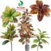 Planta de simulación decoloración madera rociado hoja de baniano dorada hoja multicolor verde rosa planta de simulación pared material de emparejamiento viga de planta verde