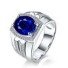 Fábrica atacado de águas profundas anel de safira europeu e americano dominando homens azul cristal diamante anel joias anel transfronteiriço em nome do cabelo