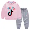 TikTok primavera e outono roupas infantis suéter infantil calça conjunto de duas peças bebê algodão manga longa terno moda
