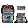 Novo produto: Mochila Escolar de Desenho Animado, Mochila de Estudante de Poliéster, Estojo Simples Infantil, Pequena Bolsa de Ombro, Conjunto de Três Peças