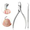 Alicate para sulco de unha alicate bico de águia cortador de unha de aço inoxidável cortador de unha para unhas grossas e duras ferramentas de manicure com dispositivo de empurrar unha