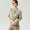 Cárdigan de punto GNC 25% seda de morera 75% cachemira para mujer, cuello redondo, corte holgado, suéter de abrigo para principios de otoño
