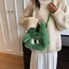 Bolso Bandolera de Peluche de Perro de Ojos Grandes con Cadena Imitación de Piel de Conejo Rex Bolso Tote Infantil para Todas las Estaciones Bolso de Mano de Dibujos Animados Moderno y Versátil