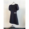 Vestido Negro Pequeño Estilo Hepburn Productos Europeos Pequeño Retro Cubre Vientre Reductor de Edad Estilo Dama Vestido de Cuello Cuadrado para Mujer Verano