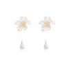 Pendientes de plata S925 con diseño de flor transparente y súper hada, elegantes pendientes de estilo Mori de alta gama para mujer, joyería para las orejas con estilo Ins que combina con todo.