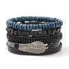 Pulseira masculina de couro trançado estilo europeu e americano, transfronteiriça, natural, que não desbota, com contas soltas, corda trançada, joias por atacado