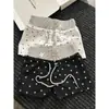Shorts de pijama a rayas de estrella estilo americano picante para niñas, shorts de verano cómodos con cordón, pantalones deportivos para casa adecuados para usar al aire libre