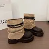 Botas Martin de mujer con plataforma alta para aumentar la altura, estilo británico Maillard, colección otoño 2026, botas apiladas, botas para pantalón, botines