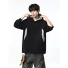 Em estoque, novo modelo outono 2026, algodão chinês de peso pesado 380g, moletom com capuz casual oversized com design de patchwork, W6096-
