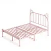 Cama moderna simple de hierro forjado 1.2m para apartamentos de alquiler, cama individual para uso doméstico, cama doble estilo ins con orejas de gato, popular en línea 1.5m