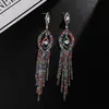Pendientes largos de borla de color con diamantes de temperamento europeo y americano transfronterizos pendientes pendientes pendientes de moda para mujer E633