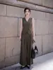Elegante y casual traje de otoño estilo business de Feiyuan: Conjunto de dos piezas para mujer: chaleco sin mangas con cinturón + pantalón de traje de pierna ancha