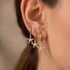 Pendientes colgantes de estrella con circonita de diamantes completos, modernos y versátiles, estilo europeo y americano, pendientes personalizados de acero inoxidable con borlas de lujo ligero