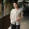 Deer & an Di Algodão e Linho Roupas Femininas 2026 Outono Novo Estilo Camisa para Mulheres Novo Estilo Chinês Simples de Ráfia