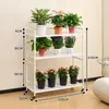 Estantería de hierro forjado de varios niveles, expositor de suelo multicapa para plantas de interior, con ruedas, adecuado para organizar plantas en maceta en el jardín