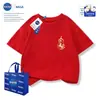 Ropa de Año Nuevo para Niños con Bendición de Caballo Dorado de la NASA, Mangas Cortas Rojas, Año del Caballo, Ropa para Padres e Hijos, Estilo Primavera y Otoño 2026