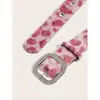 Cinturón de Mujer de Estilo Nuevo de Nicho con Diseño Retro, Felpa Rosa con Estampado de Leopardo, Lujo Ligero, Cómodo, Cinturón Peludo