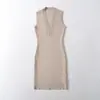 Atacado de Moda Feminina Transfronteiriça Vestido Curto de Malha Versátil com Decote V Slim Sexy Cintura Fina Justo nos Quadris Saia Curta