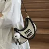 Bolsa Tote de Palha com Letras Estilo Novo Primavera 2025 para Mulheres, Grande Capacidade Texturizada, Bolsa de Ombro/Axila para Mamães