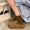 Meias-Sapatos Birkenstock Retrô de Sola Grossa para Mulheres, Novo Estilo Outono 2026, Aumenta a Altura, Slip-On, Bico Fechado