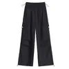 Calça Cargo Preta Estilo Americano Feminina Primavera Outono 2026 Novo Estilo Streetwear Cool Calças Jogger Casuais Esportivas para Caminhada Perna Larga