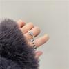 Anillo de cuentas geométrico vintage de corazón de melocotón trébol de Corea del Sur Anillo de perlas combinable para todo de Corea del Sur Anillo de cristal para niña