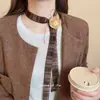 Otoño e Invierno Malla de Tela Flor Collar Cadena para Suéter Elegante de Moda para Mujer High-End 2025 Nuevo