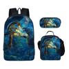 2024 Vendas Diretas Transfronteiriças Nova Mochila Grande Capacidade Conjunto de Três Peças Mochila Estampada Estojo para Lápis para Alunos do Ensino Fundamental