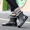 Botas de lluvia impermeables cortas para agricultura, pesca y uso general; botas de lluvia unisex con suelas antideslizantes, adecuadas para obras de construcción y cocinas; forrado de forro polar para abrigar