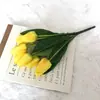 9 Cabezas de Flores de Tulipán Artificiales Exportación Ramo de Planta Verde Decoración de Escena para Fotografía en Casa Alta Simulación