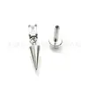 Brincos de tarraxa F13 em titânio, zircônia cúbica quadrada, pingente de cone pontiagudo, brincos de cartilagem, joias de piercing em liga de titânio G23, brincos de hélice
