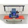 Máquina Neumática de Doble Estación para Etiquetas de Transferencia Térmica Máquina Automática de Transferencia Térmica Prensa para Estampar Logos de Transferencia en Caliente Jeans de Mezclilla Calentamiento Superior e Inferior de Pedrería Caliente