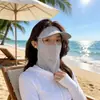 Visera Solar de Verano Nueva con Ala, Mascarilla Facial Protectora Solar para Mujer, Protección Facial y de Cuello Completa, Protección UV, Máscara Facekini para Ciclismo