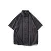 2025 Verão Comércio Exterior Nova Camisa Casual Listrada de Manga Curta Masculina Masculina tamanho grande Solta Gola Lapela Camisa de Manga Curta