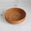 Cesta de frutas, cesta de armazenamento trançada de rattan vietnamita, bandeja de doces, prato de frutas redondo para a sala de estar, fruteira grande para uso doméstico, cesta para pães cozidos no vapor, prato de frutas secas