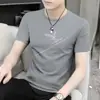 Ropa Transfronteriza de Seda Helada de Manga Corta para Hombre Estilo Coreano Versátil y Elegante Secado Rápido Deportiva de Media Manga Verano Nueva Tendencia Camiseta