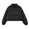 Chaqueta acolchada de estilo coreano para mujer petite, nueva para el invierno 2026, con cuello alto, abrigo corto moderno y a la moda para mujer