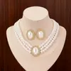 Collar de Perlas Ovalado Retro Super Brillante de Venta Caliente Europea y Americana para Novia, Set de Aretes de Boda Estilo Francés para Mujer