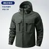 Conjunto de chaqueta para exteriores para hombre, resistente al desgaste, resistente a la suciedad, repelente al agua, camuflaje de malla, ropa de trabajo, ropa táctica para exteriores